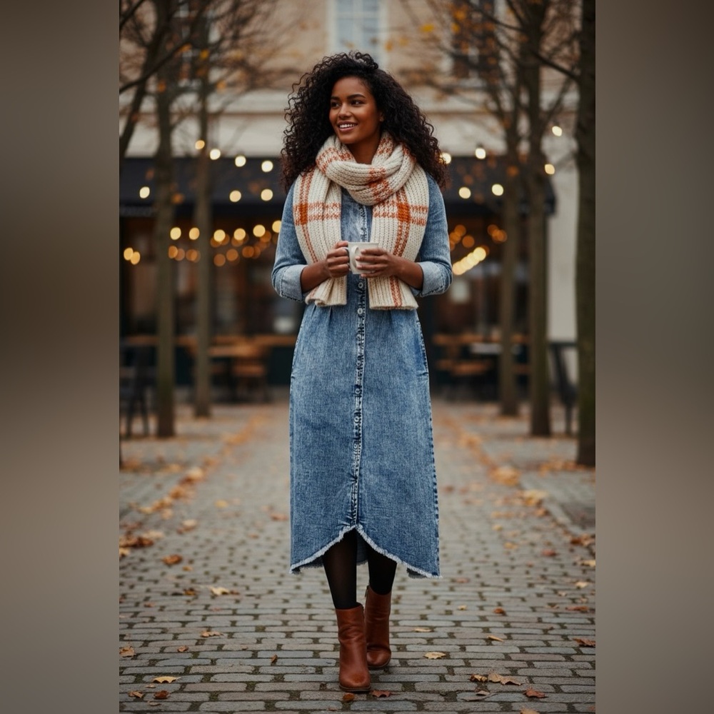 Wash Lab Corset Long Sleeve Denim Midi Dress NWT
*See Notes* - Picture 4 of 16